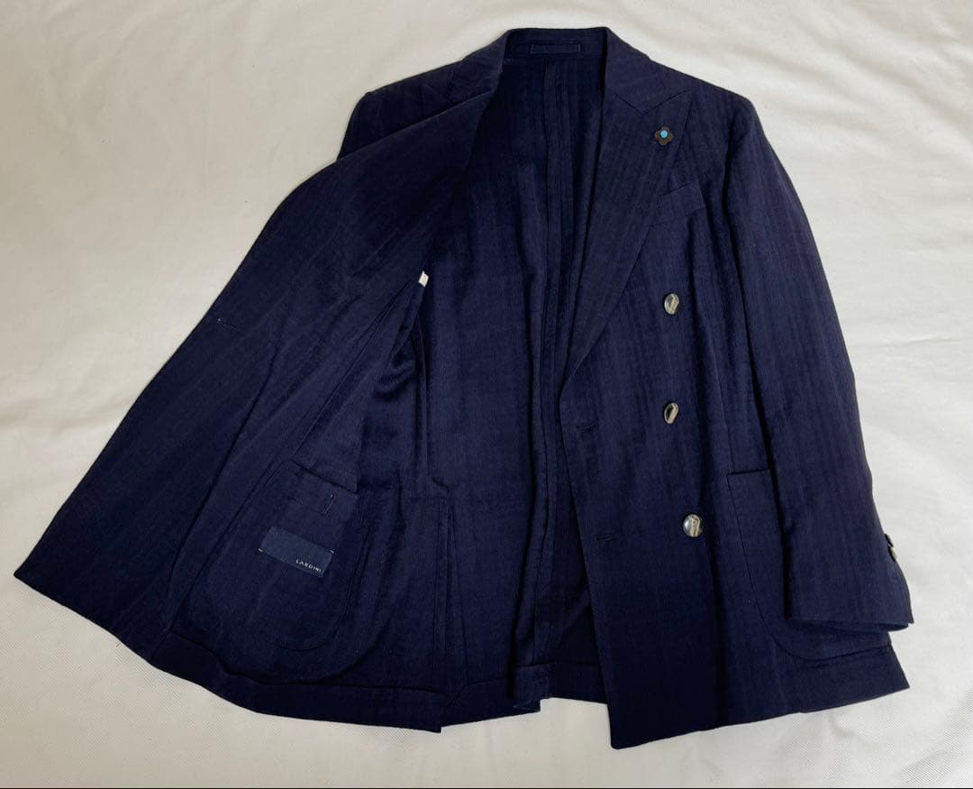 ◆ 正規品【46】LARDINI◆美品！秋冬物『６Ｂダブル・ジャケット』紺◆