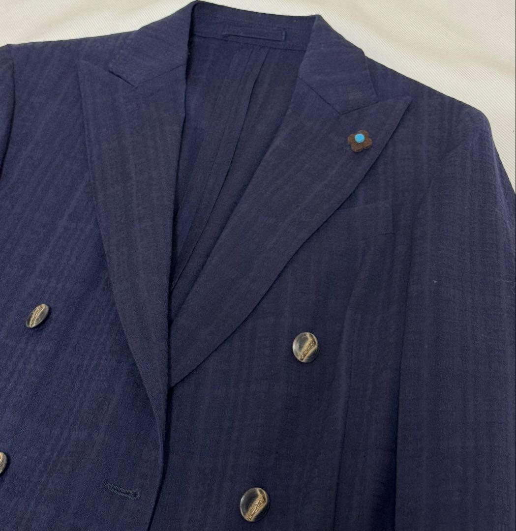 ◆ 正規品【46】LARDINI◆美品！秋冬物『６Ｂダブル・ジャケット』紺◆