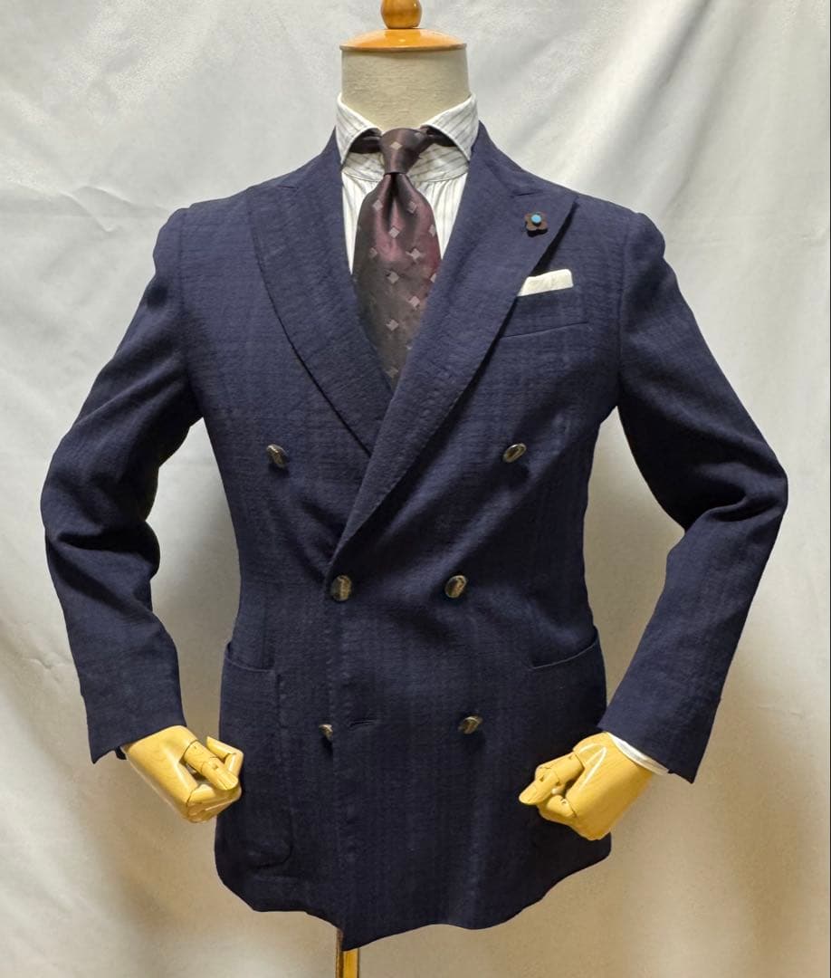 ◆ 正規品【46】LARDINI◆美品！秋冬物『６Ｂダブル・ジャケット』紺◆