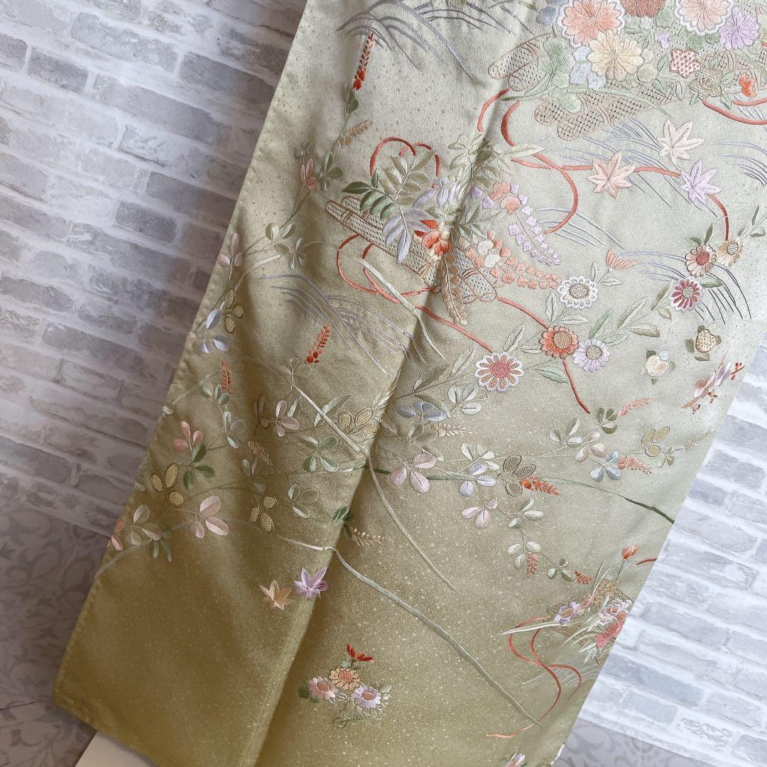 訪問着　フルセット　花筏　相良　汕頭　手刺繍　着物　入学式　卒業式　I7