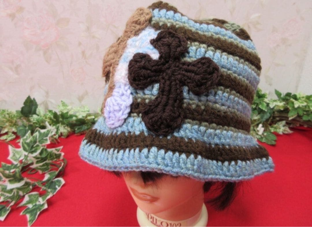 キ*ヨ様 ヤフRR807/Y・A・R・N/ヤーン　ニットハット　ブルー系　頭周