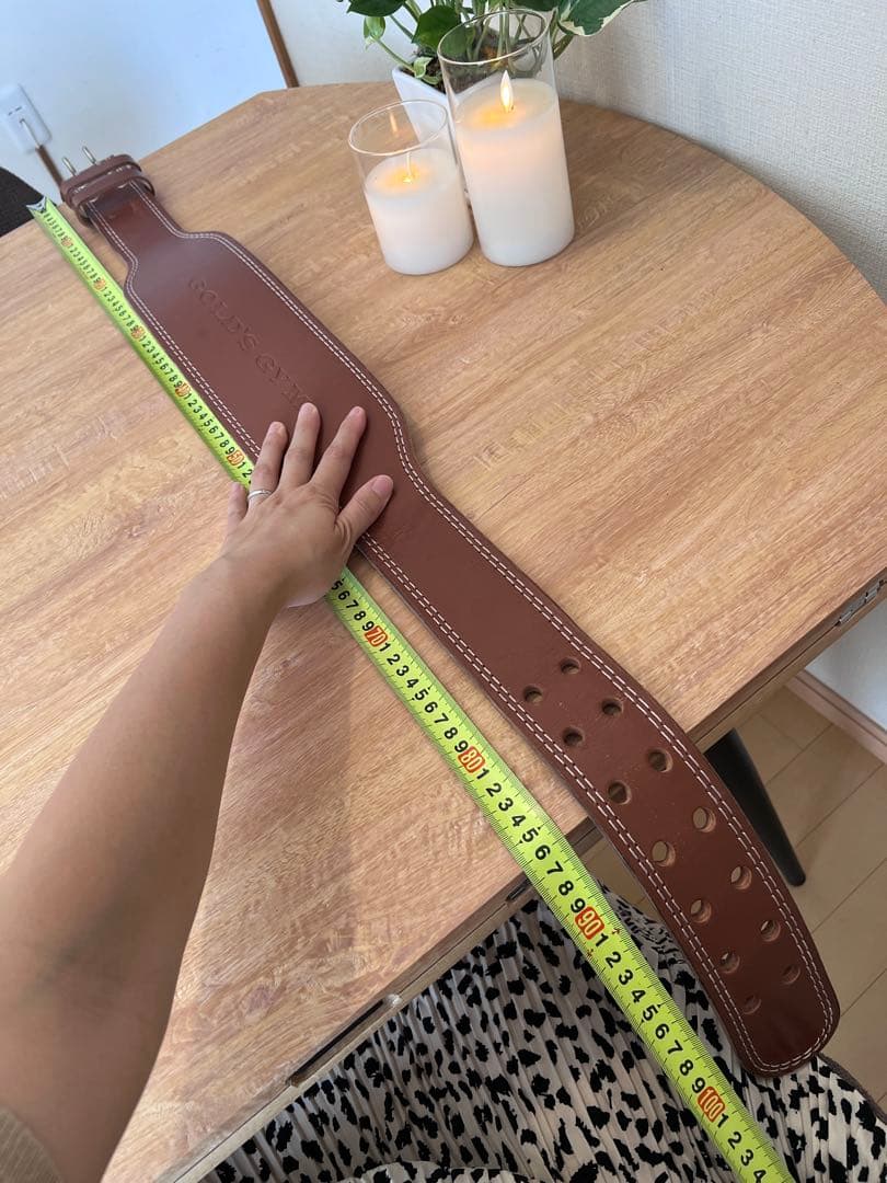 ゴールドジム正規品　レザー トレーニング パワーベルト ブラウン　L