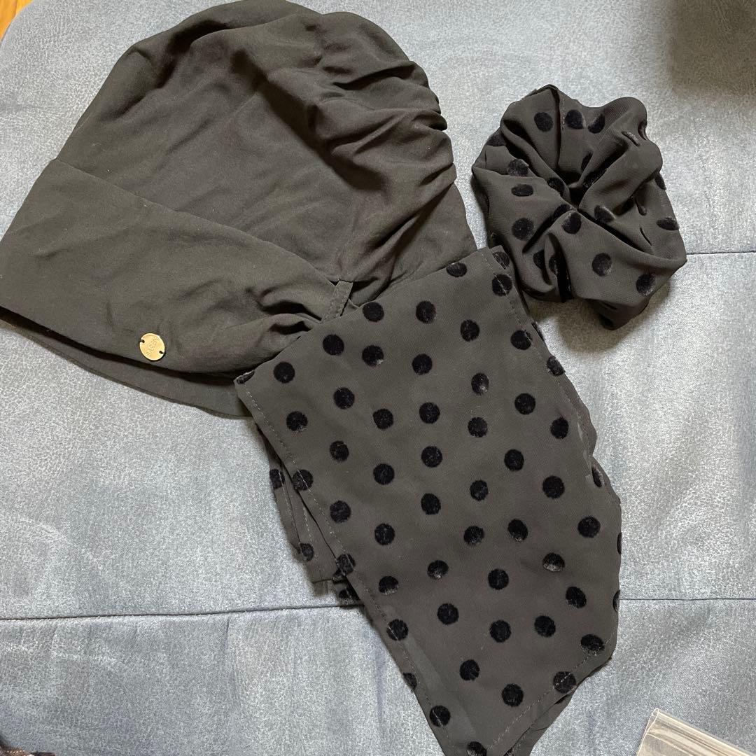 BAREN　スカーフハット　ドットシフォン