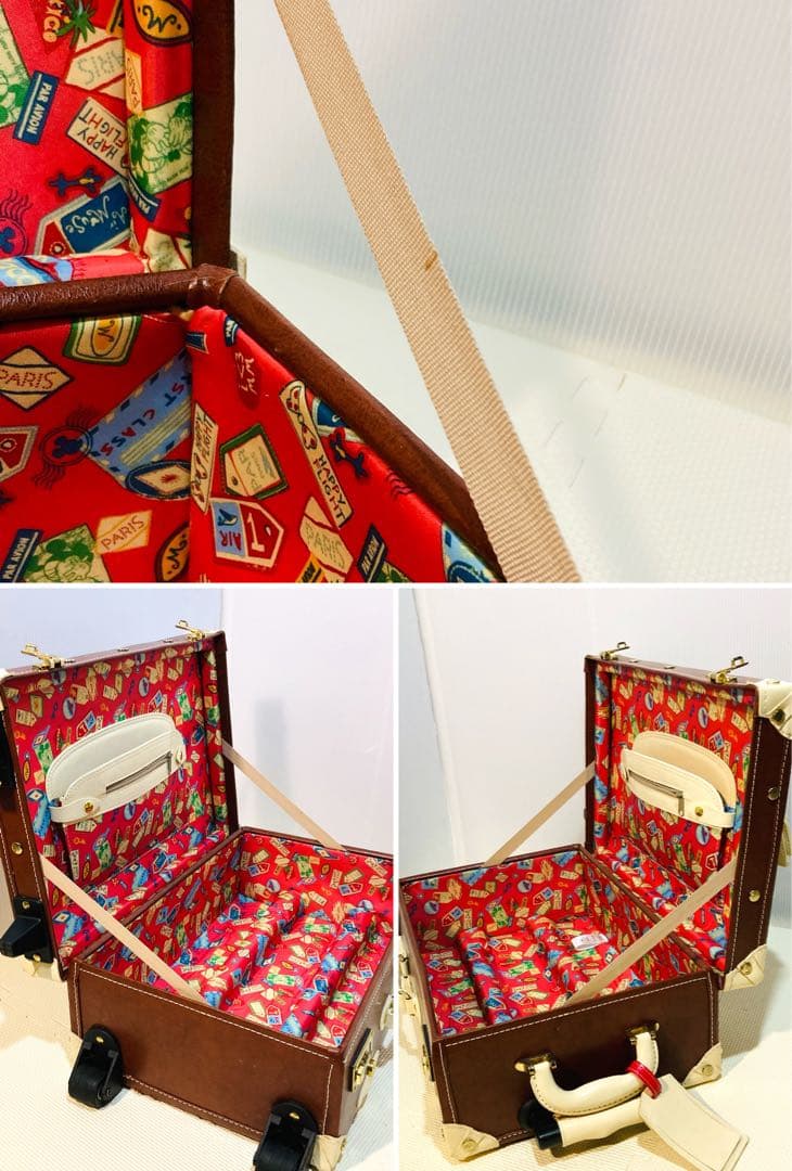 【希少】#656 Disney レザー スーツケース フランス柄