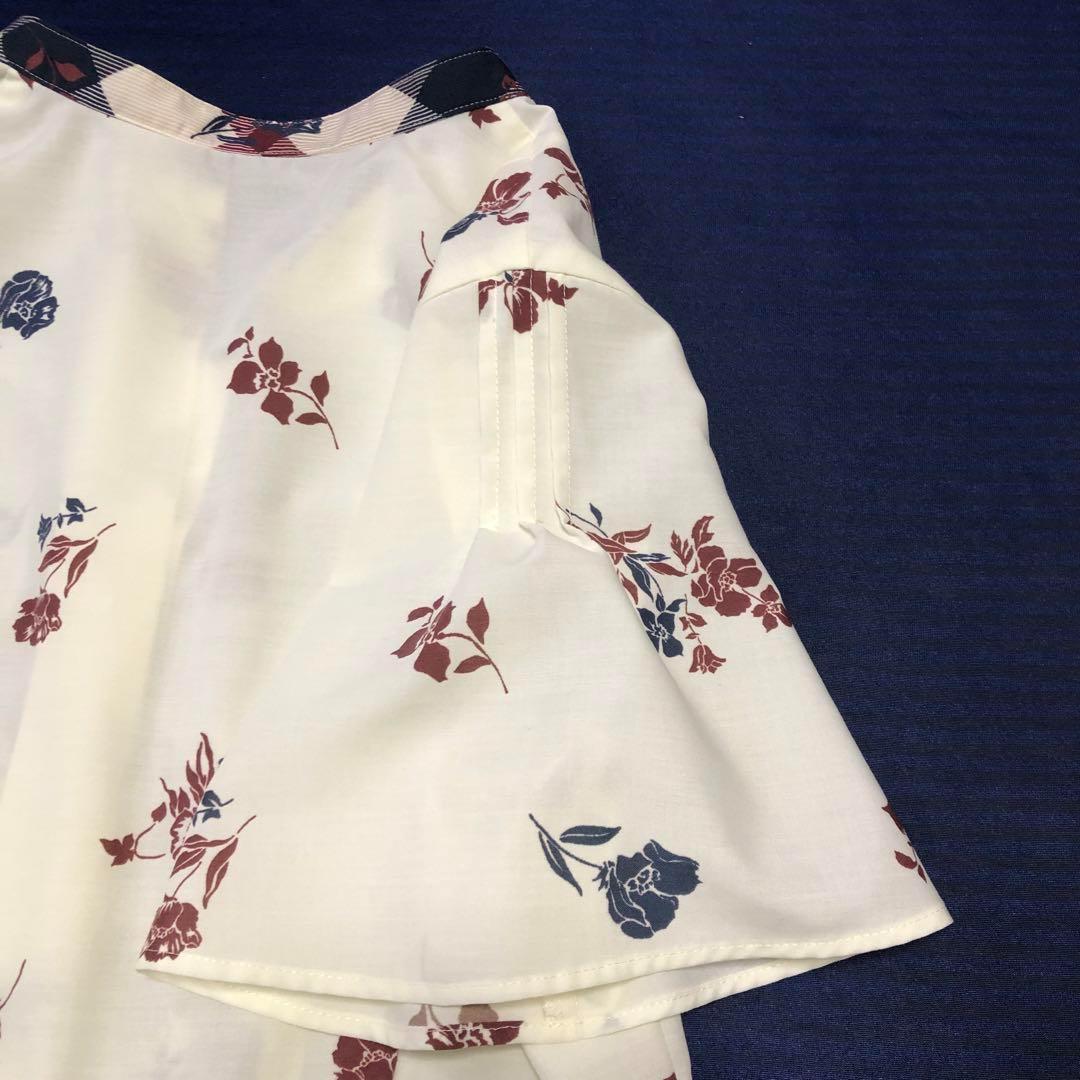 美品　バーバリー　花柄 半袖ロングワンピース ホワイト★★★