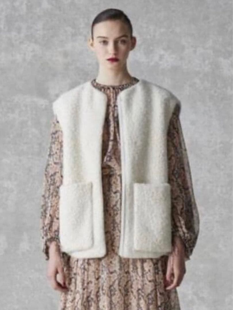 ◾️極美品　drawer　ドゥロワー　ジレ ベスト　アルパカ混 ウール　ボア