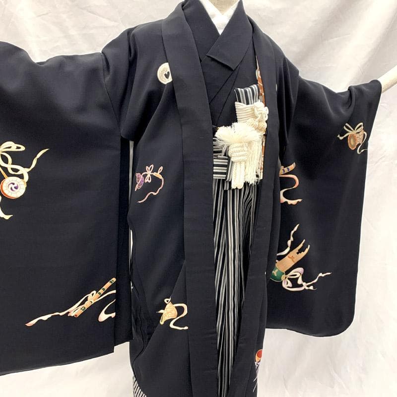 507ab46■お宮参り 七五三 五歳 男児 着物&羽織&袴&角帯■状態良好