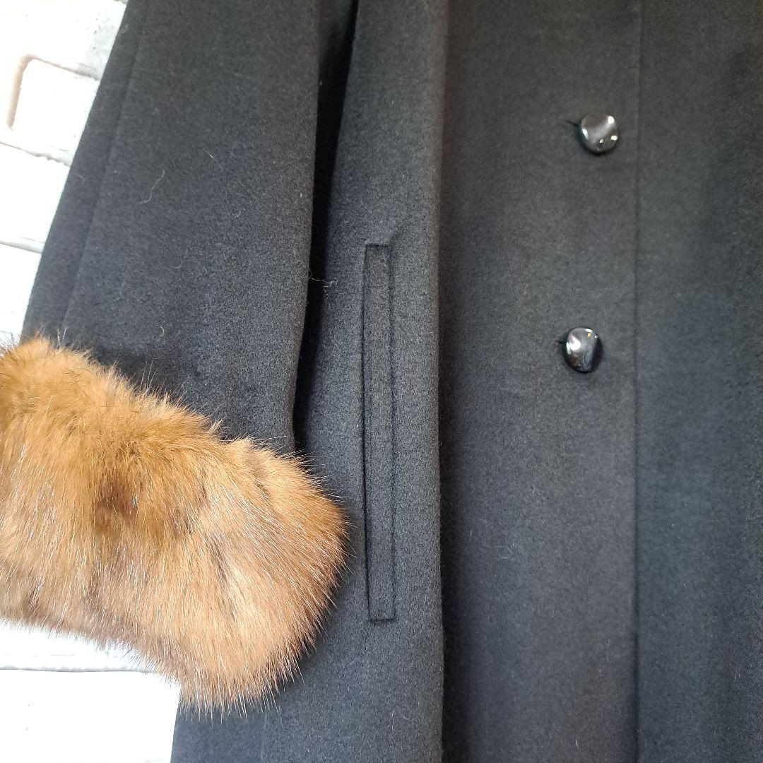 【極美品】100%カシミヤ ロングコート ブラウンファー付きF