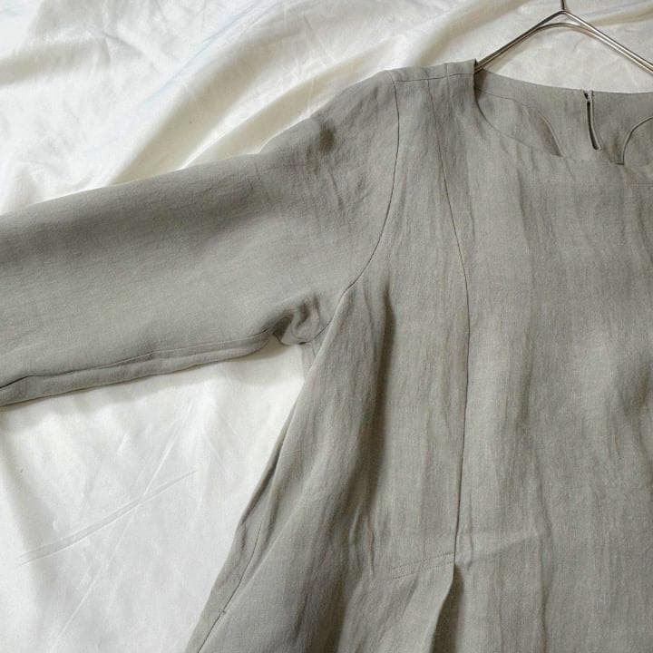 群言堂 石見銀山 麻100% リネンロングワンピース日本製グレーマキシ ゆったり