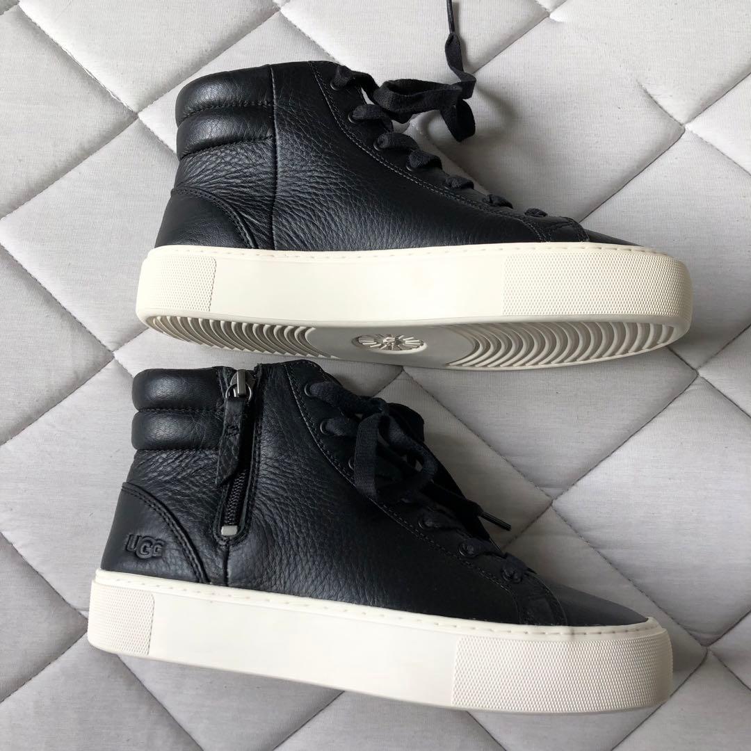 新品試着 UGG OLLI アグ レザー ハイカット ブラック サイドジップ23