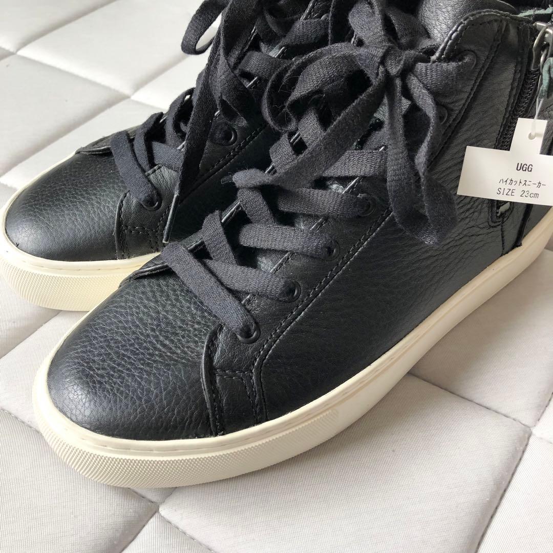 新品試着 UGG OLLI アグ レザー ハイカット ブラック サイドジップ23