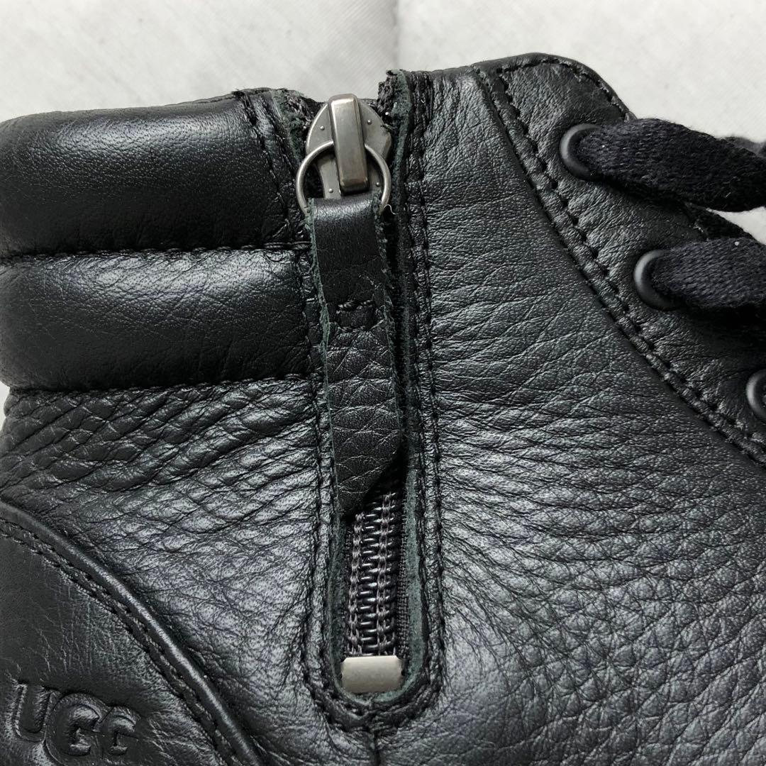 新品試着 UGG OLLI アグ レザー ハイカット ブラック サイドジップ23