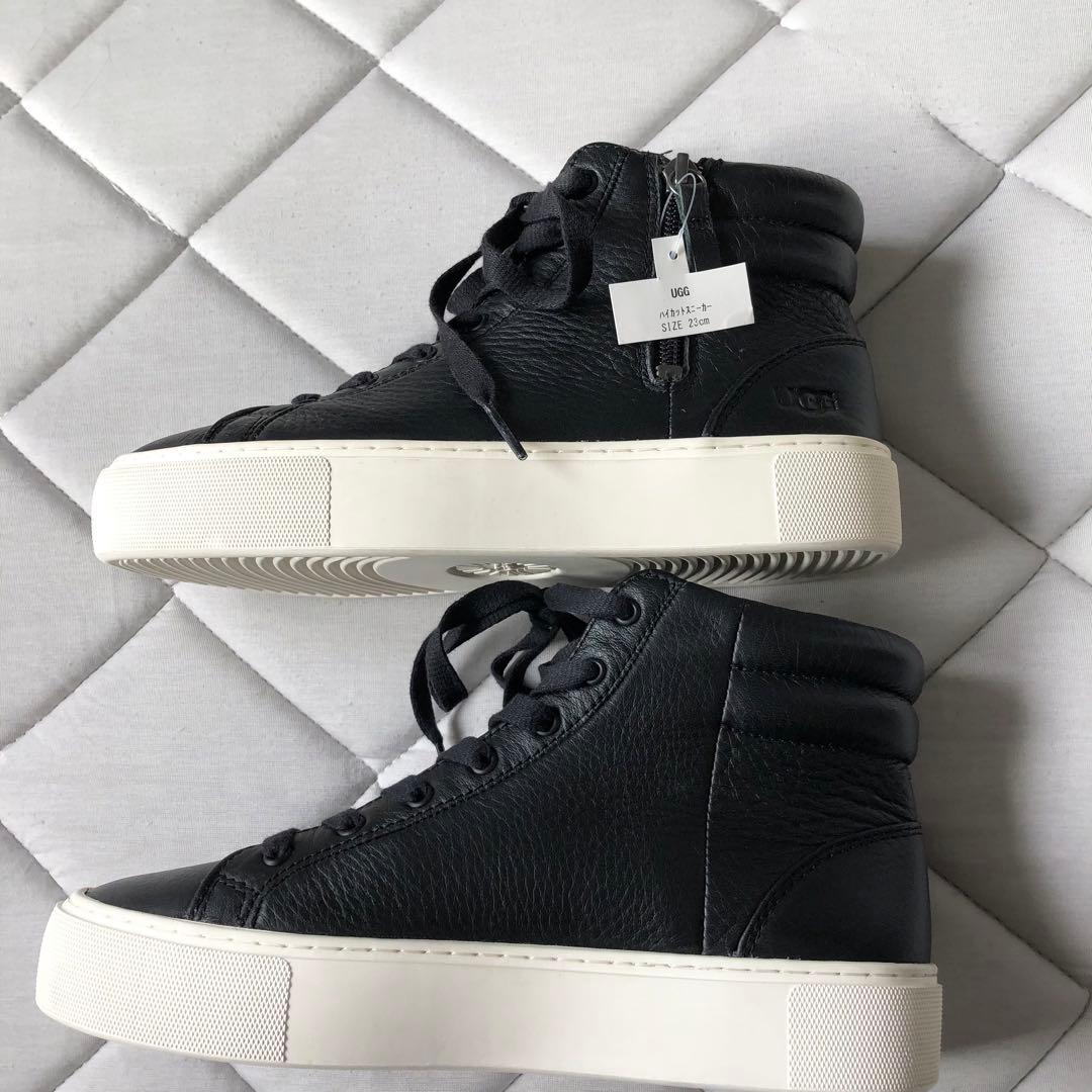 新品試着 UGG OLLI アグ レザー ハイカット ブラック サイドジップ23