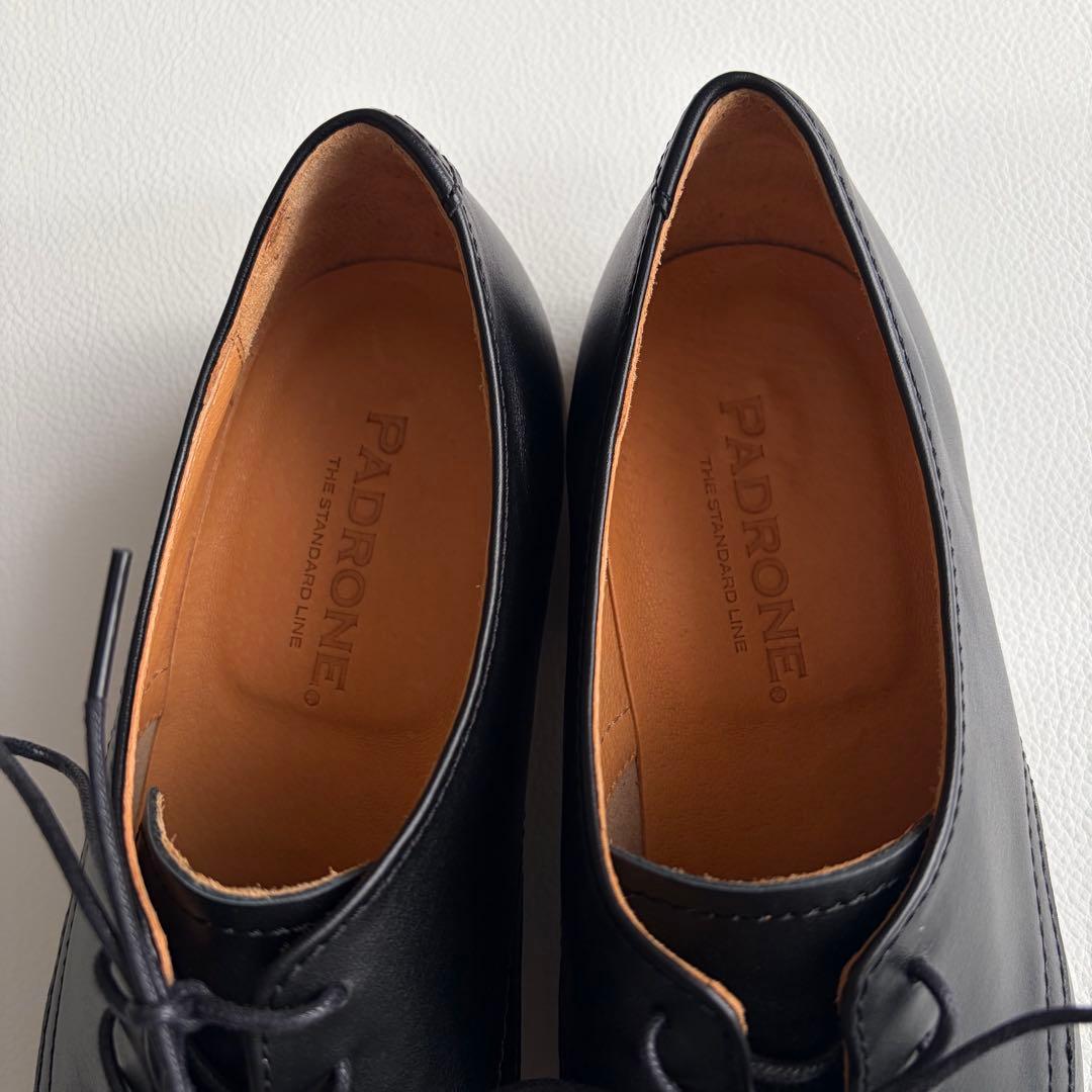 美品　パドローネ　ドレスシューズ　革靴　ダービー　レザー　外羽根　プレーントゥ