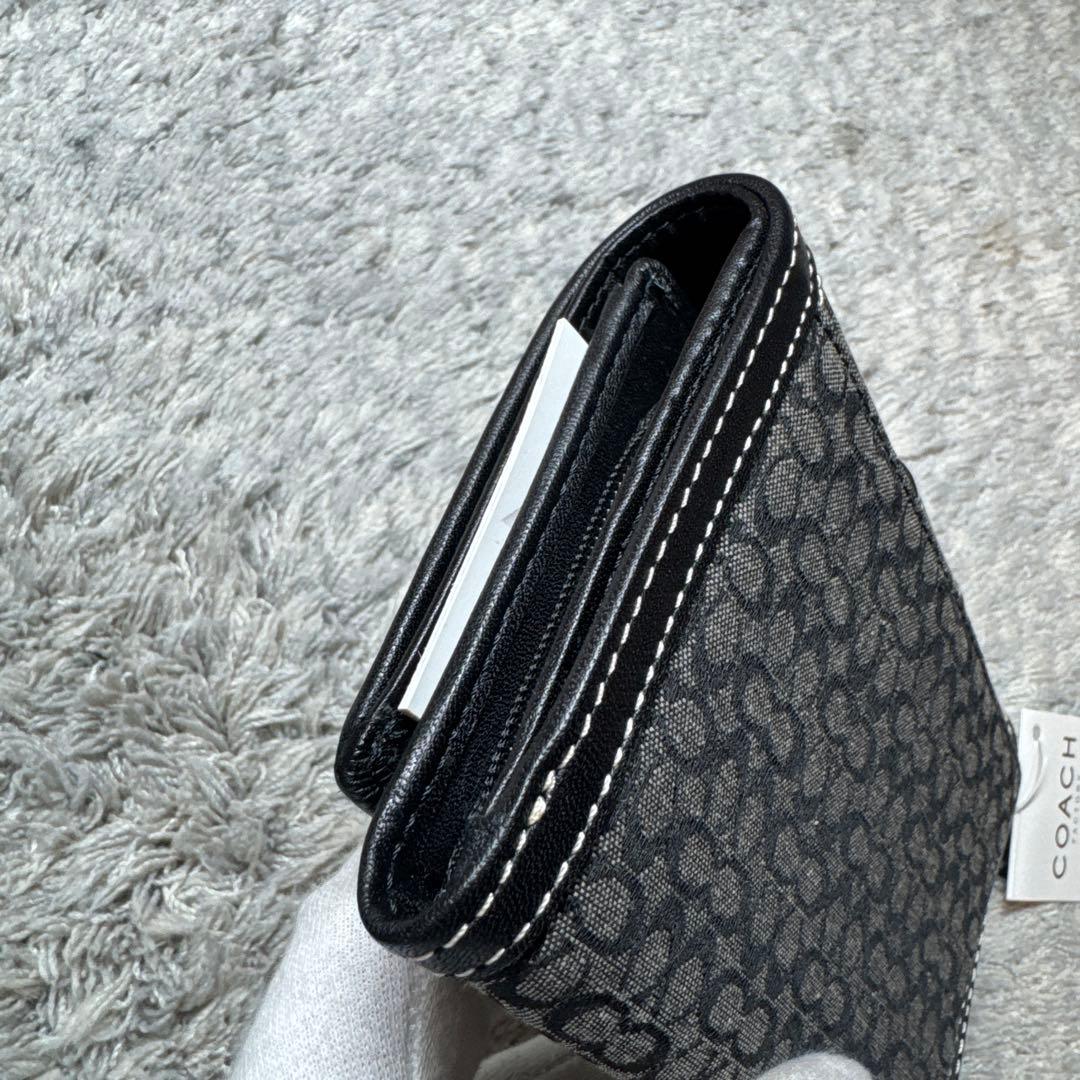【未使用】COACH コーチ 二つ折り財布 シグネチャー ブラック