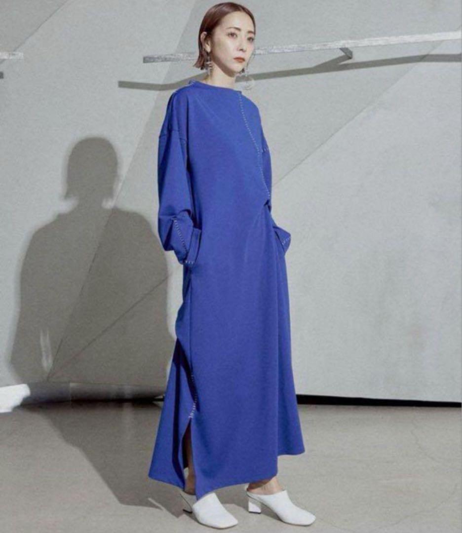 美品UN3D．ステッチタックワンピース 38 アンスリード　un3d