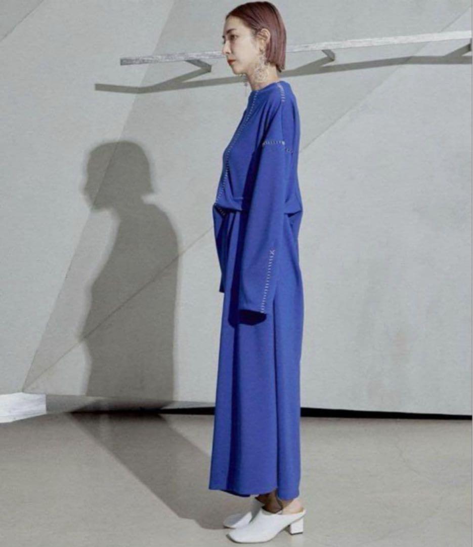 美品UN3D．ステッチタックワンピース 38 アンスリード　un3d