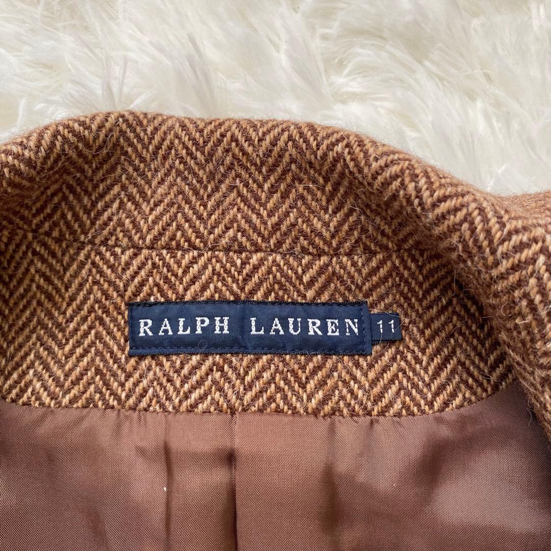 ラルフローレン　テーラードジャケット　ヘリンボーン　くるみボタン　アルパカ