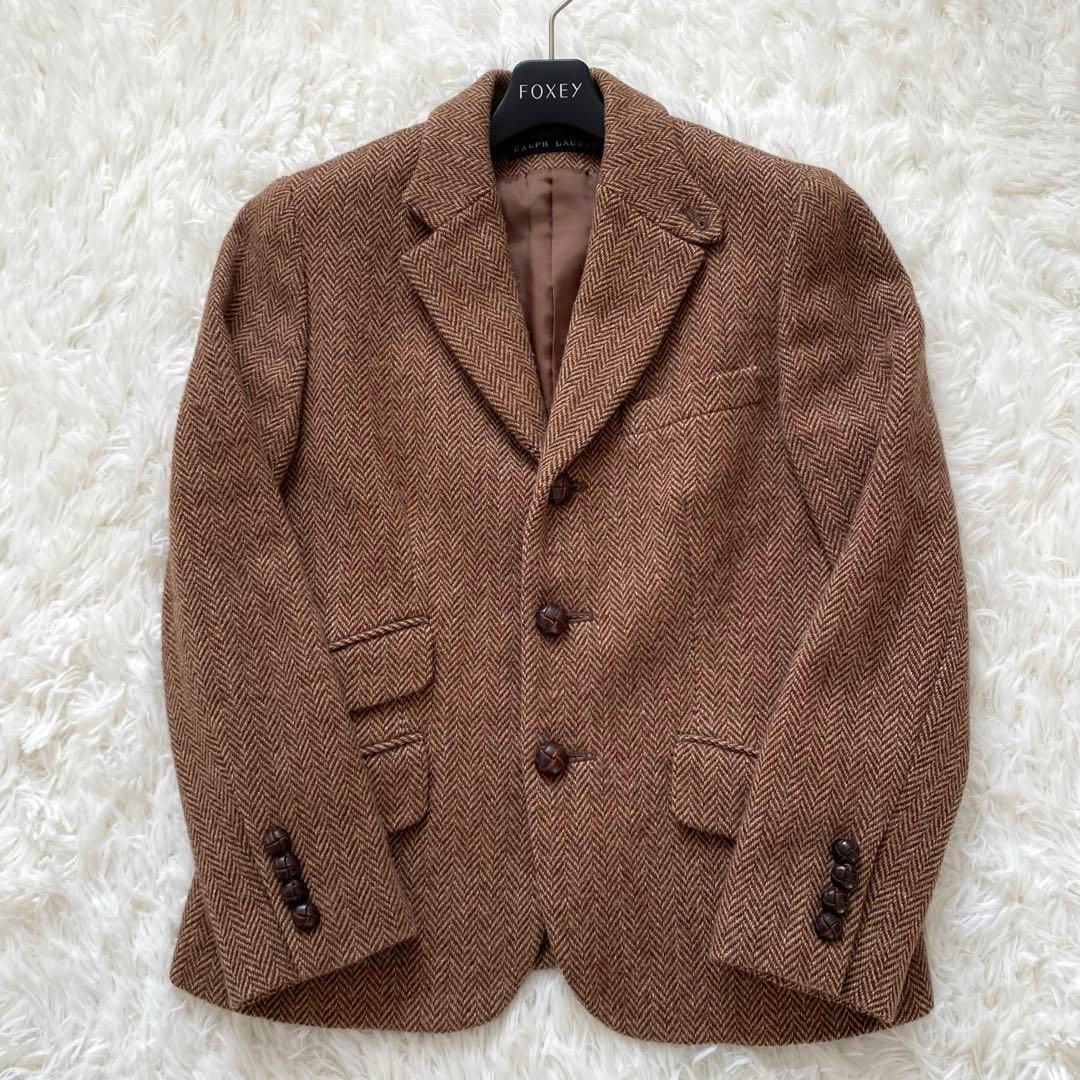ラルフローレン　テーラードジャケット　ヘリンボーン　くるみボタン　アルパカ