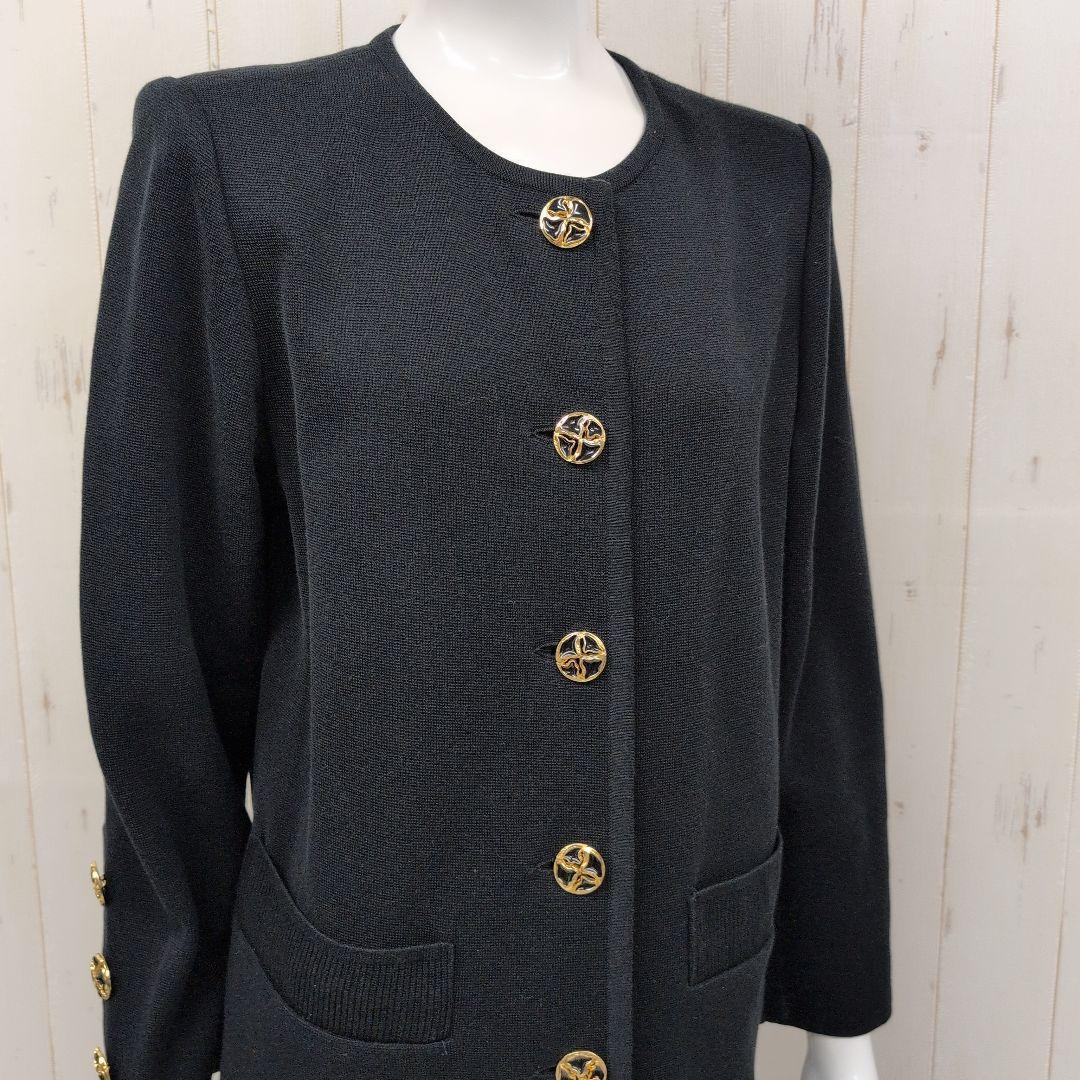 YVES SAINT LAURENT ノーカラー ロングカーディガン 金ボタン