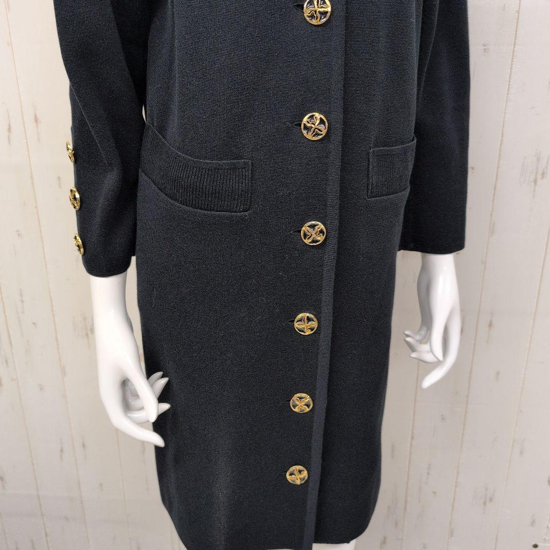 YVES SAINT LAURENT ノーカラー ロングカーディガン 金ボタン