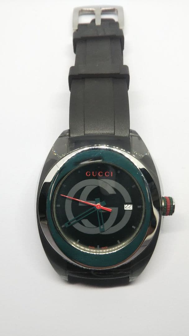 【電池交換済み】GUCCI ラバーベルト 時計 ブラック
