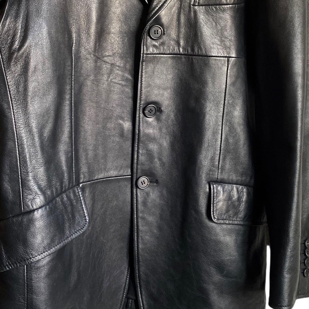 美品 90s〜 Paul Smith ラムレザー テーラードジャケット ブラック