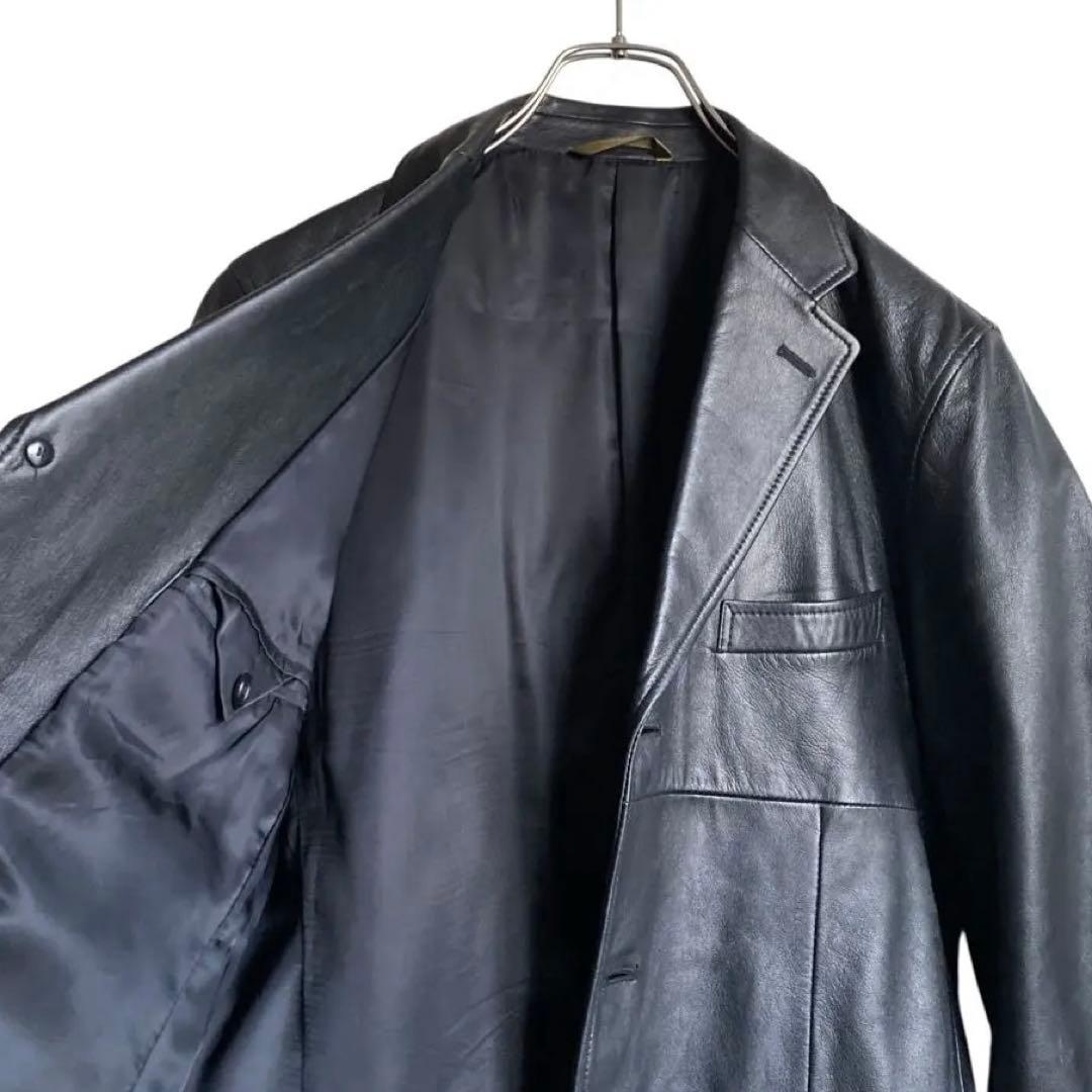 美品 90s〜 Paul Smith ラムレザー テーラードジャケット ブラック