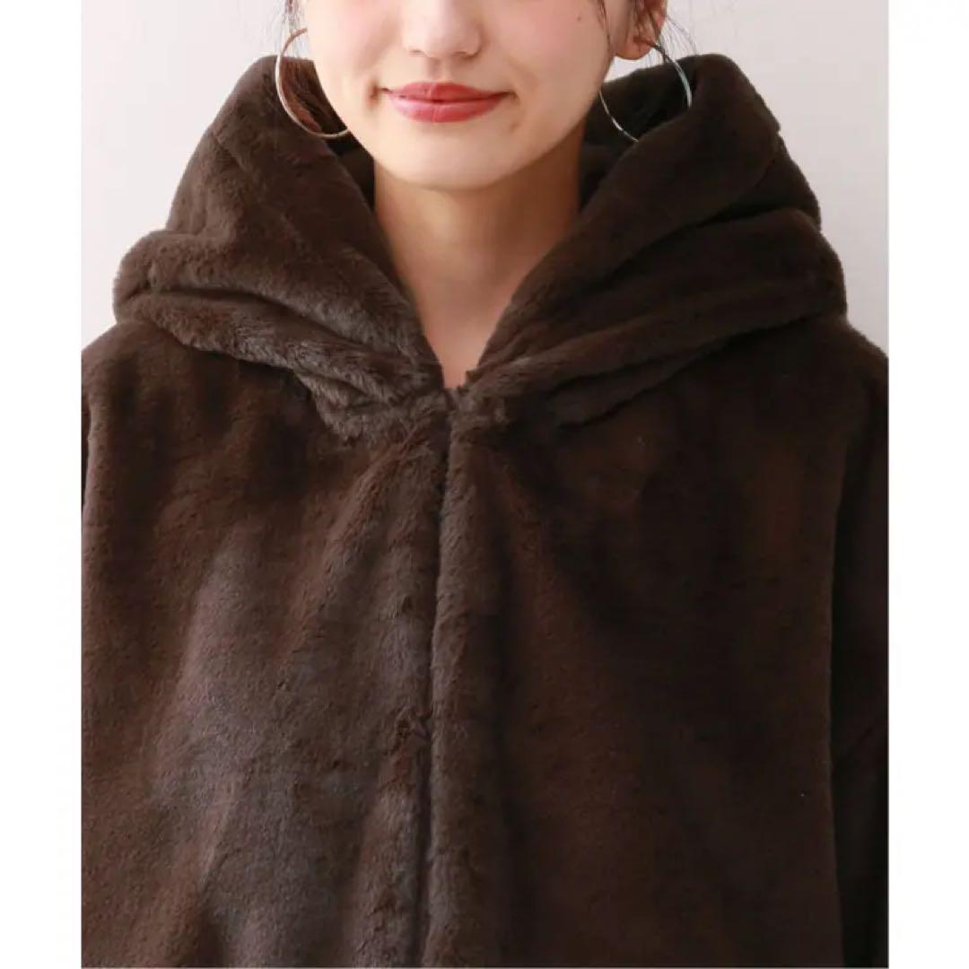 SLOBE IENA フェイクファーフードコート