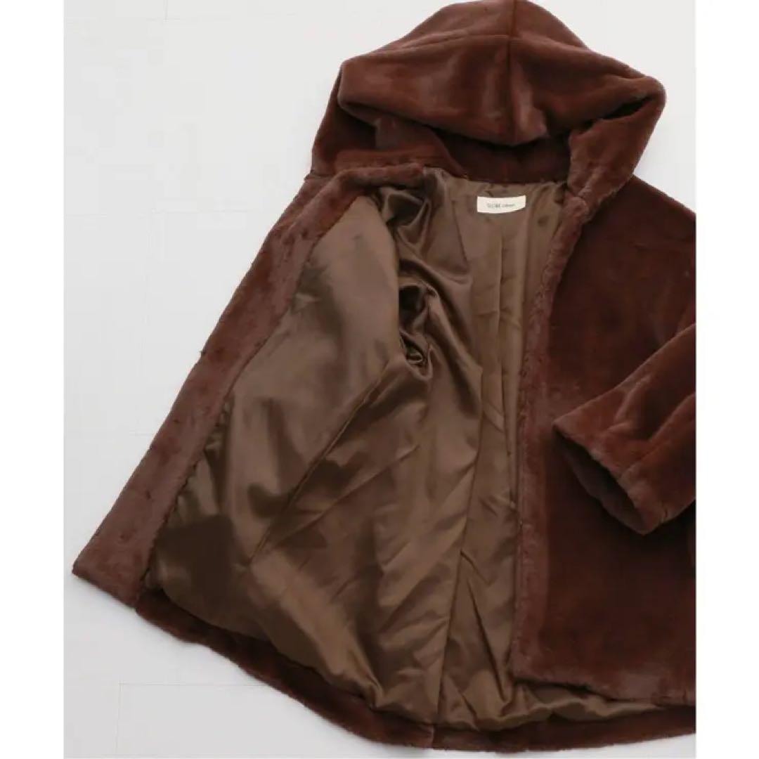 SLOBE IENA フェイクファーフードコート