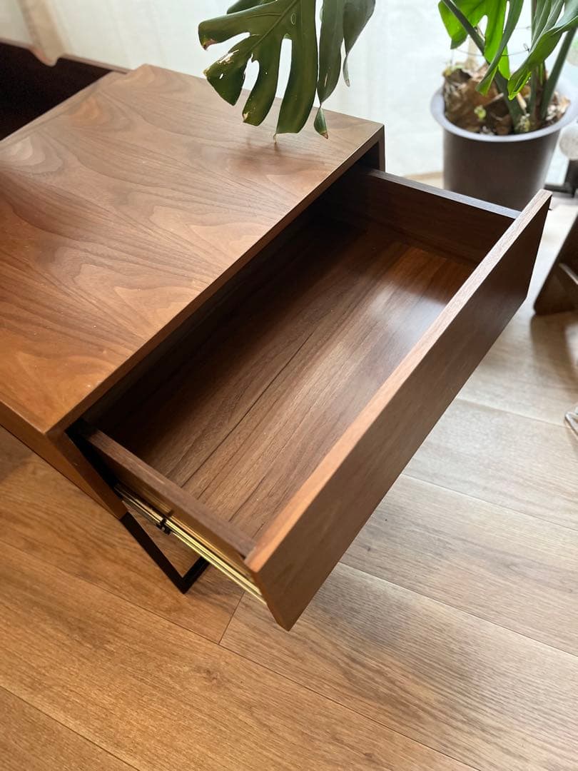 リフトアップ式センターテーブル ウォールナット調