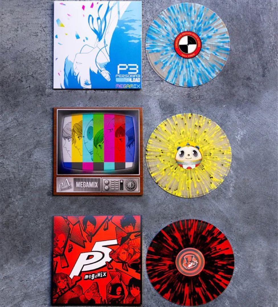 ペルソナ P3R P4 P5 MEGAMIX レコード3枚セット プレイヤー付き