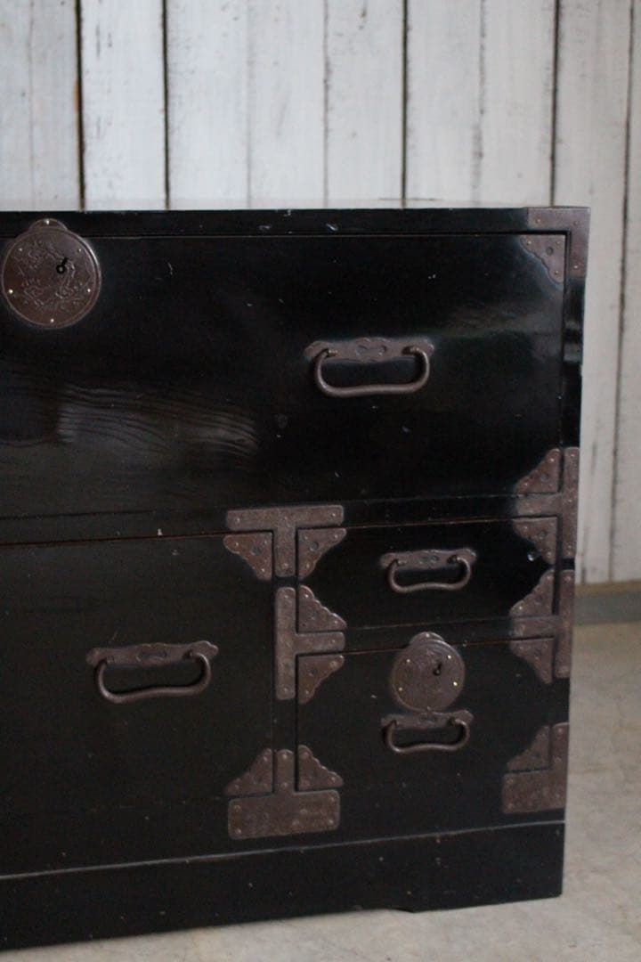 ゆず　綺麗な丸金具庄内箪笥　4杯　タンス　収納　古家具　古民家　時代家具