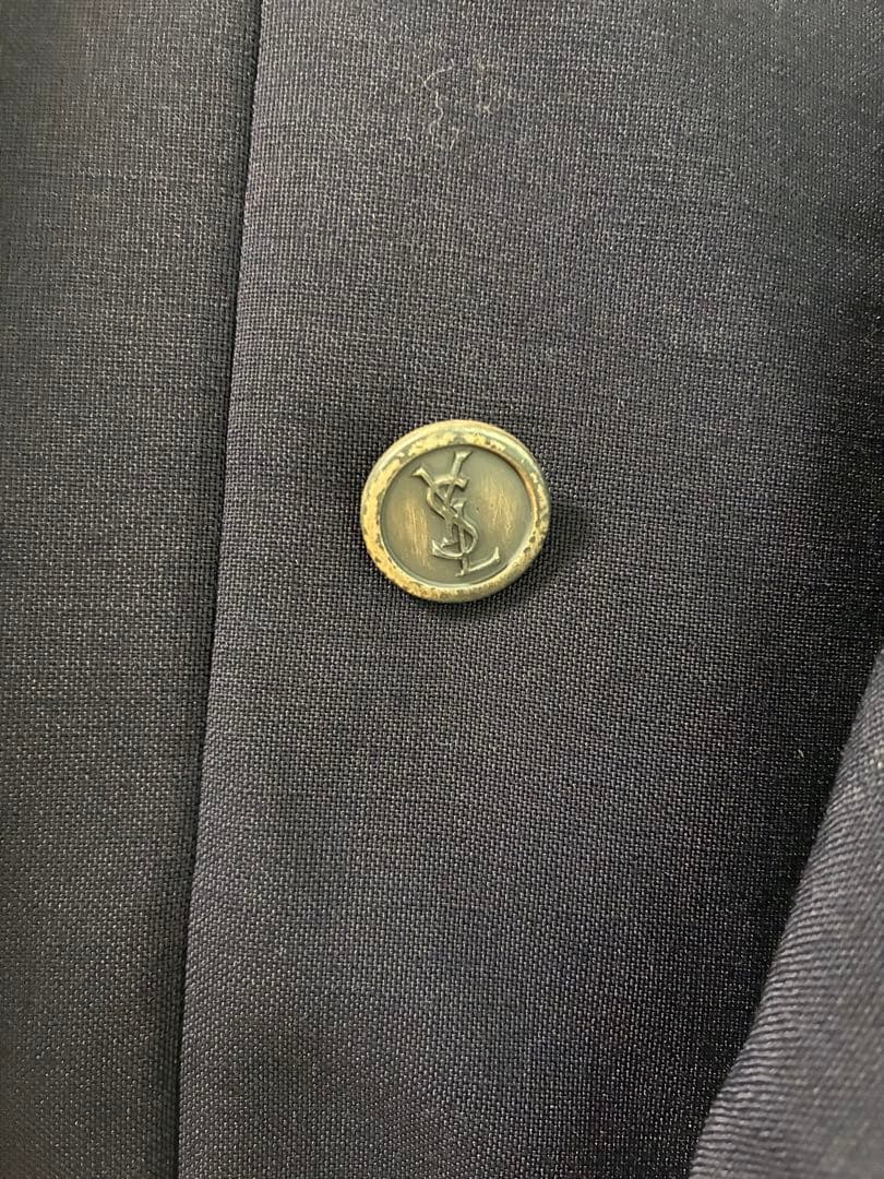 YSL ネイビー ダブルブレスト ウール テーラードジャケット
