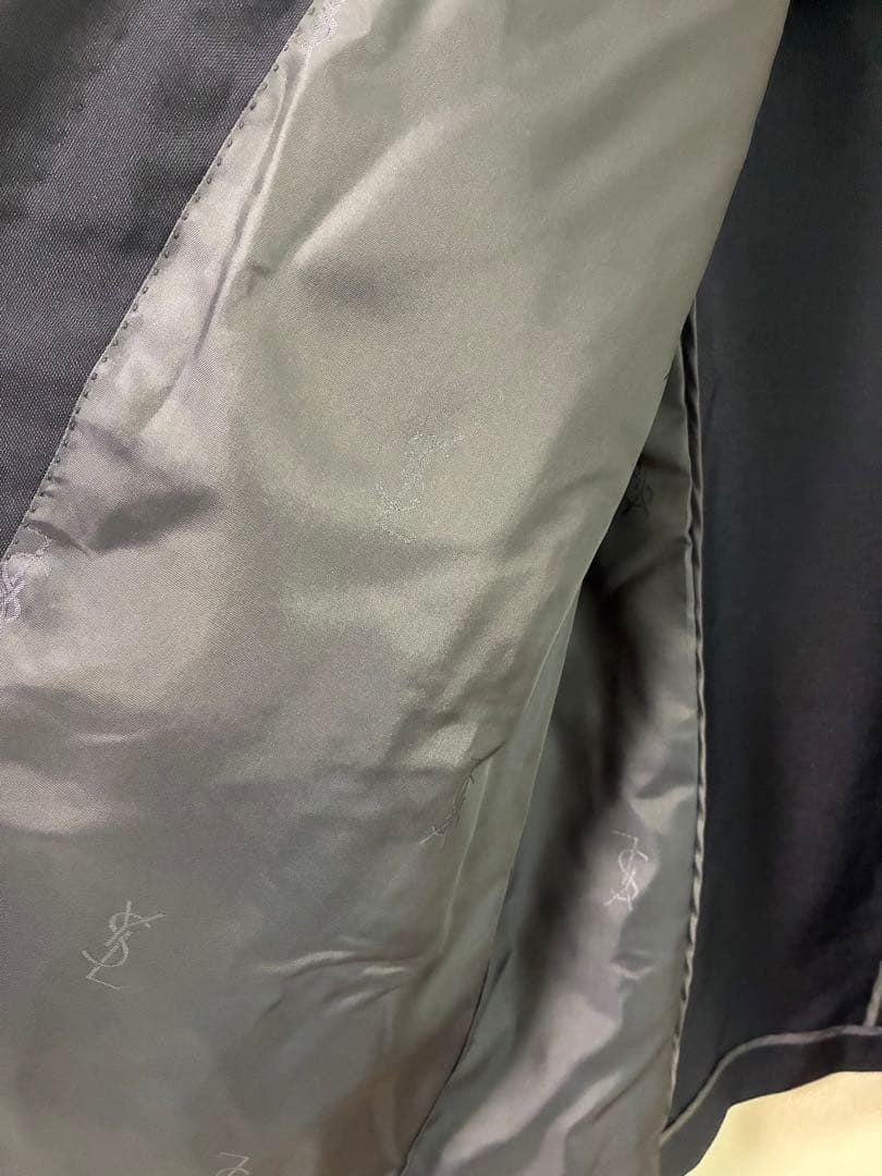 YSL ネイビー ダブルブレスト ウール テーラードジャケット