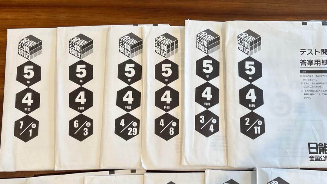 日能研全国公開模試5年　2023年から2024年
