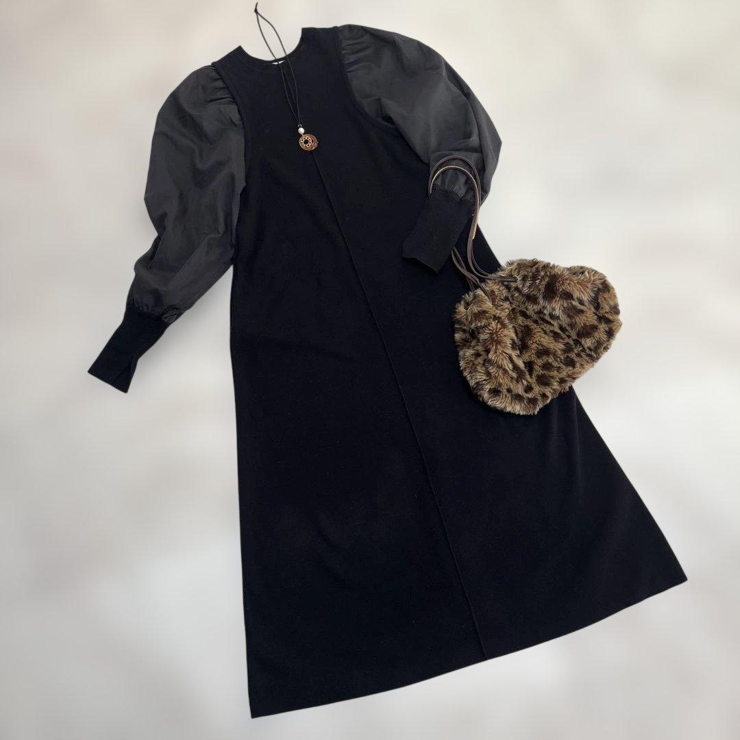 【人気完売】アダムエロペ　ボリュームスリーブ　ニット　ロングワンピース