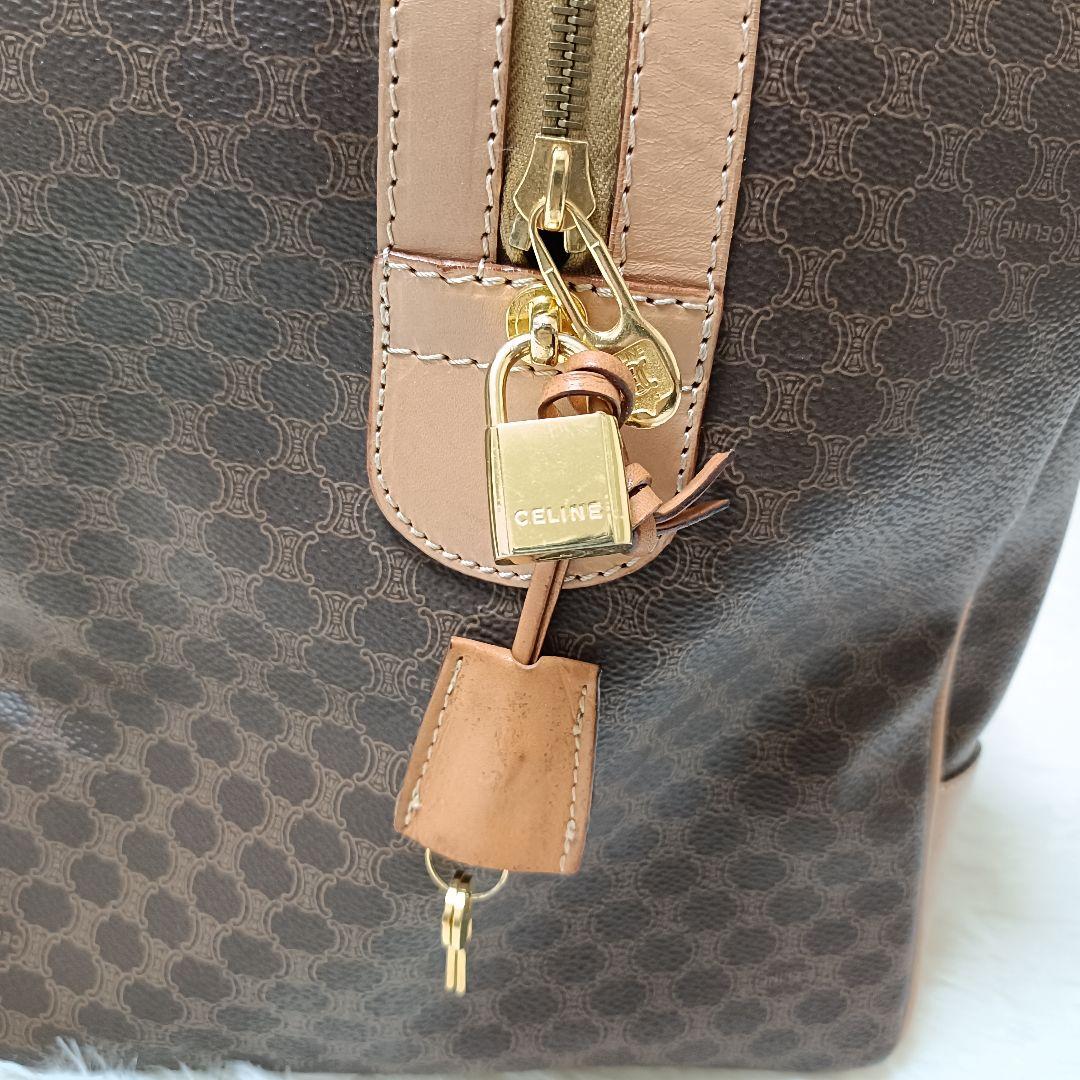 セリーヌ トリオンフ マカダム柄 ボストンバッグ 大容量 パドロック付