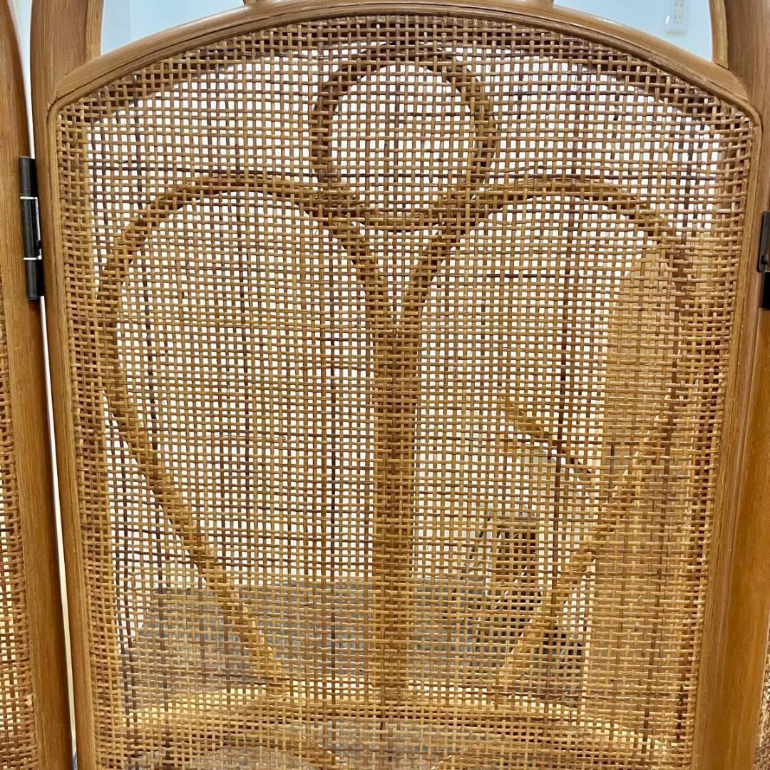 《超美品》 ラタン パーテーション 藤 4連 仕切り 昭和レトロ 間仕切り 衝立