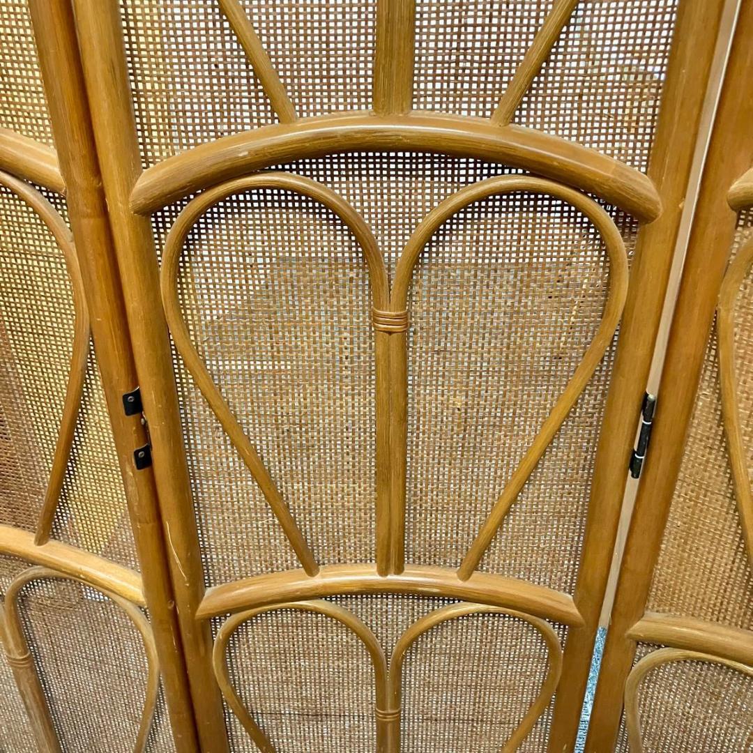 《超美品》 ラタン パーテーション 藤 4連 仕切り 昭和レトロ 間仕切り 衝立