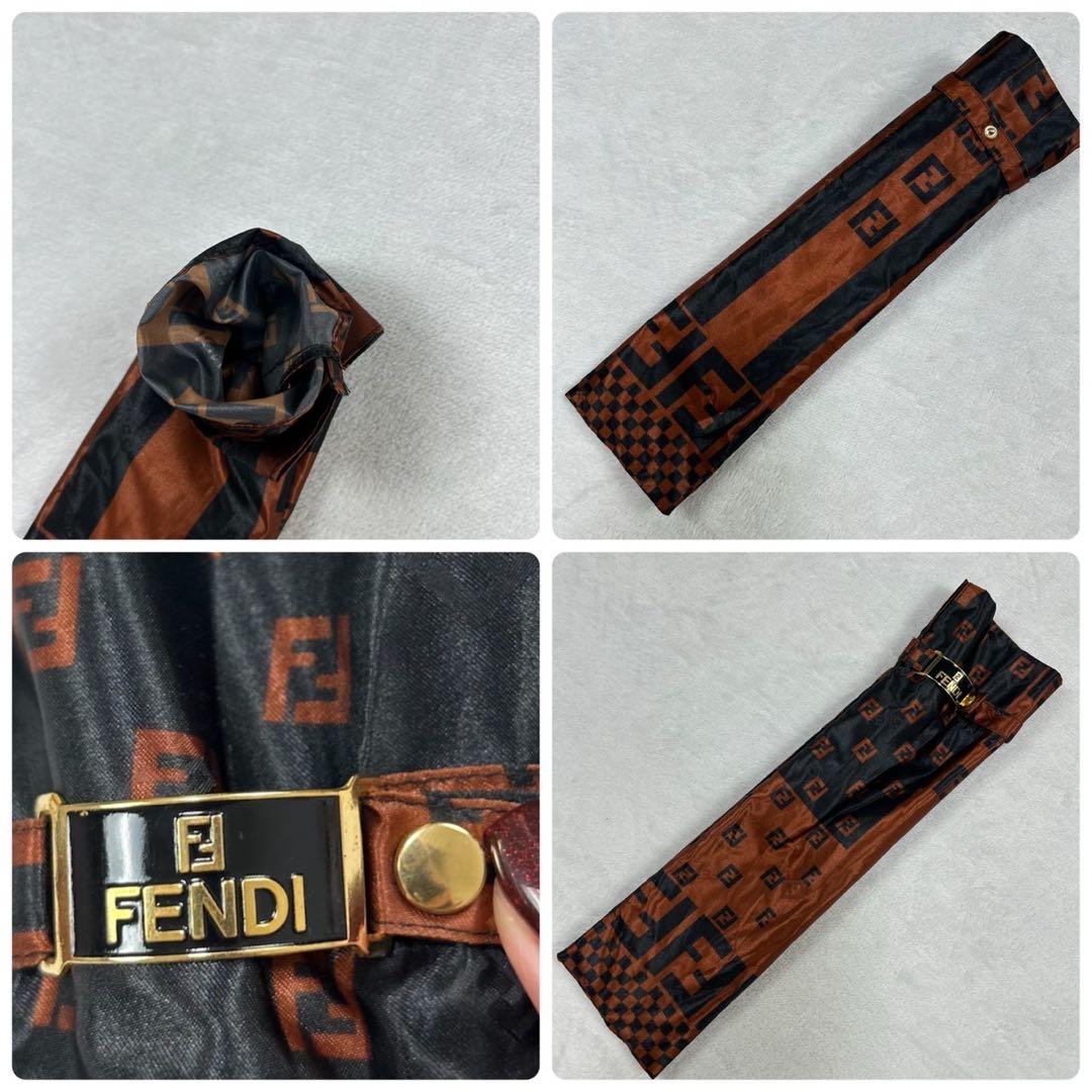 I327 新品未使用 FENDI フェンディ 折りたたみ傘 ブラウン レディース