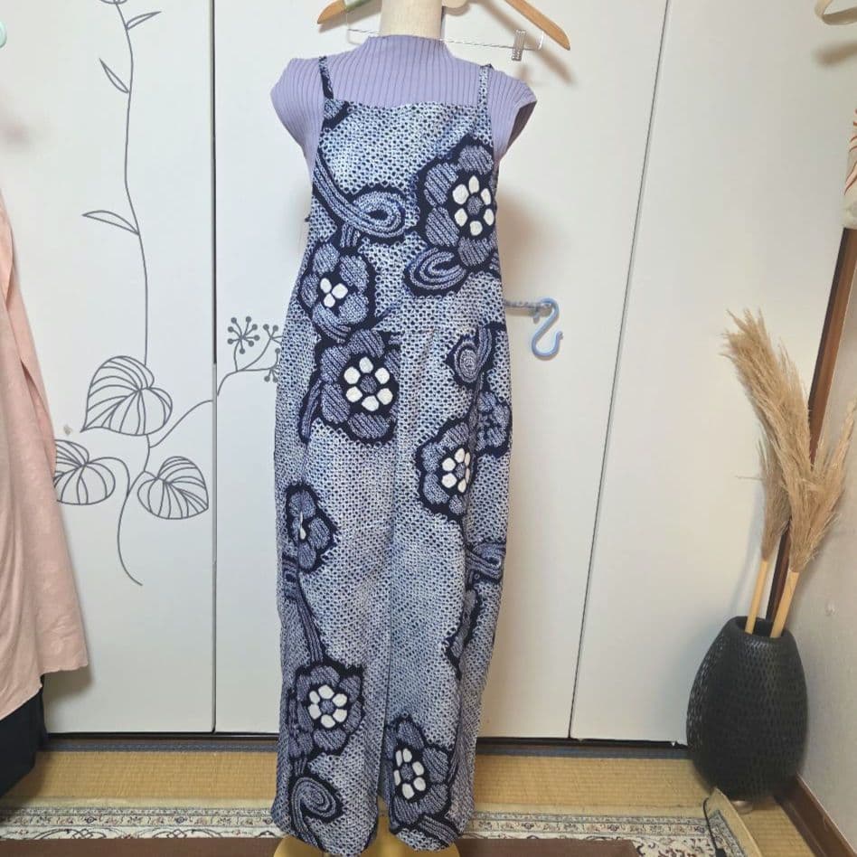 グリコ　有松絞りリメイク、有松絞りサロペット、オールインワン