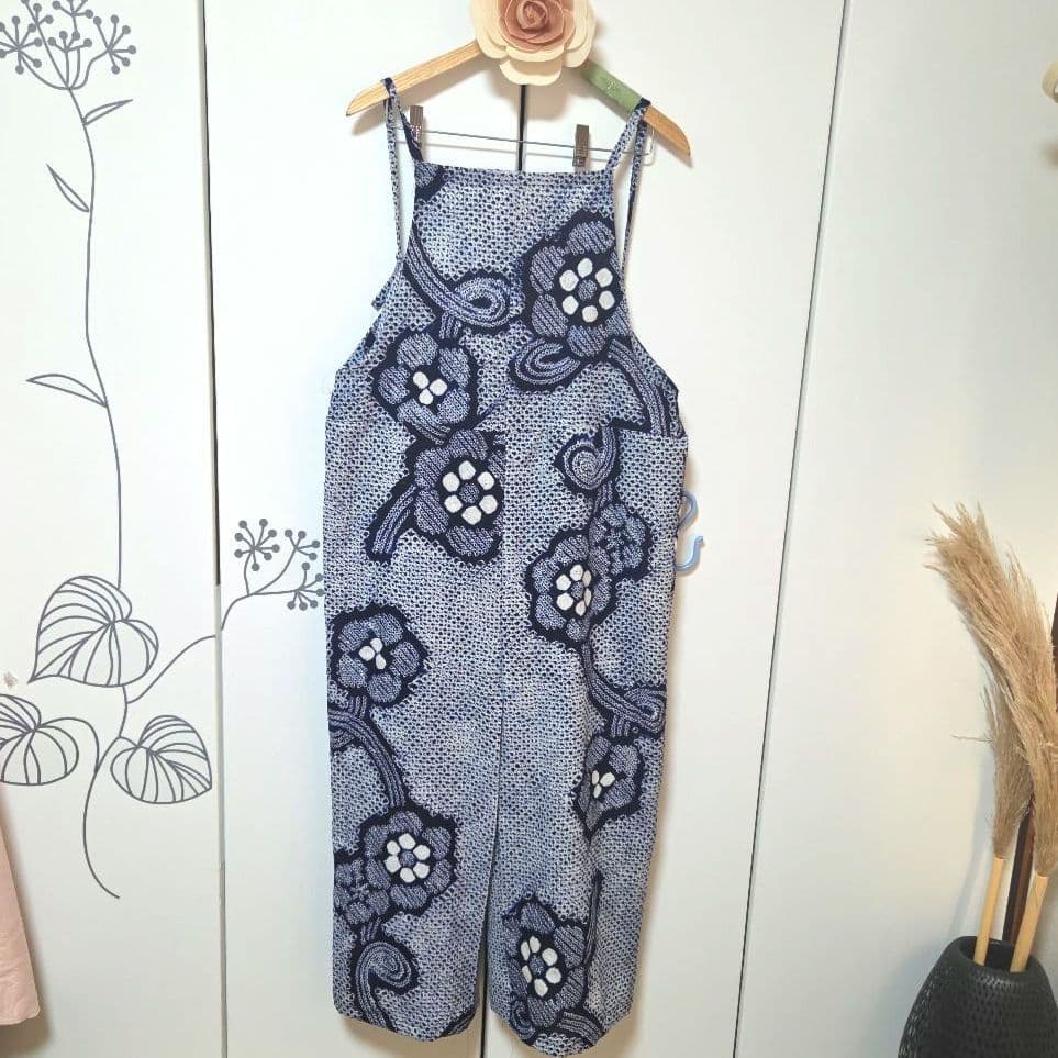 グリコ　有松絞りリメイク、有松絞りサロペット、オールインワン