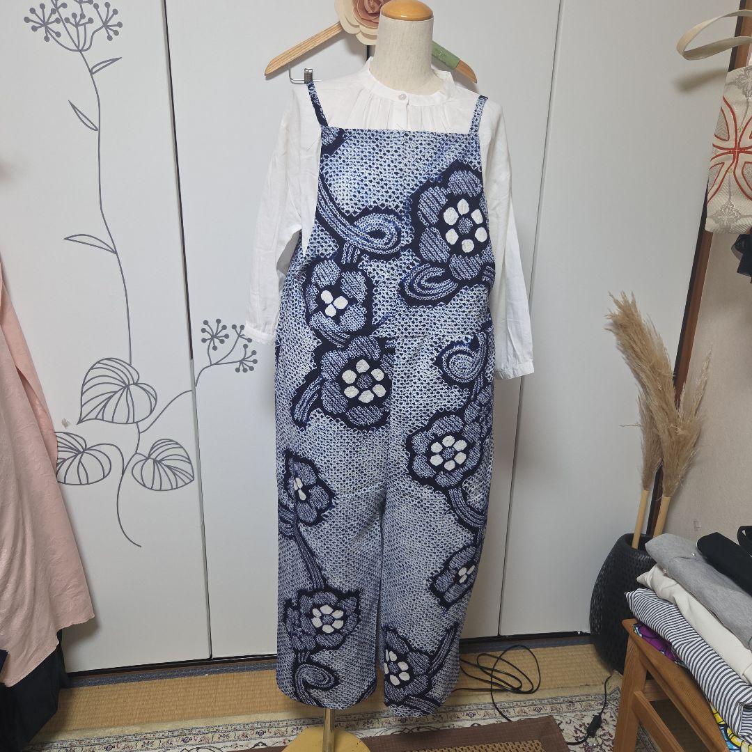 グリコ　有松絞りリメイク、有松絞りサロペット、オールインワン