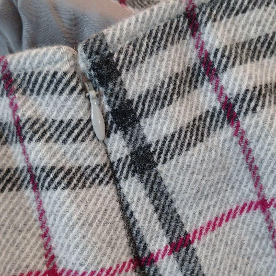 バーバリー　チェックスカート　グレー　アルパカ　サイズ46