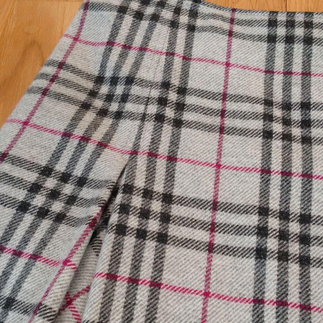 バーバリー　チェックスカート　グレー　アルパカ　サイズ46