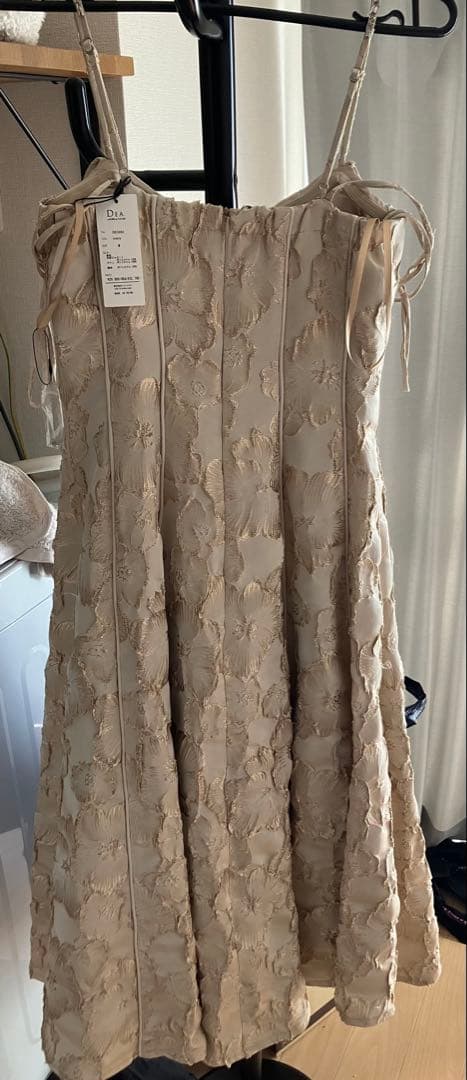 花柄ジャガードパイピングミディキャバドレス