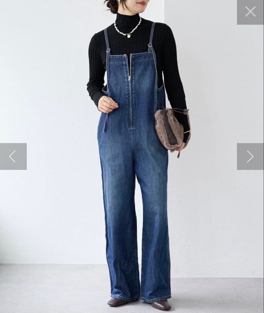 リヴドロワ　デニムサロペット ウエストベルト付き　36サイズ