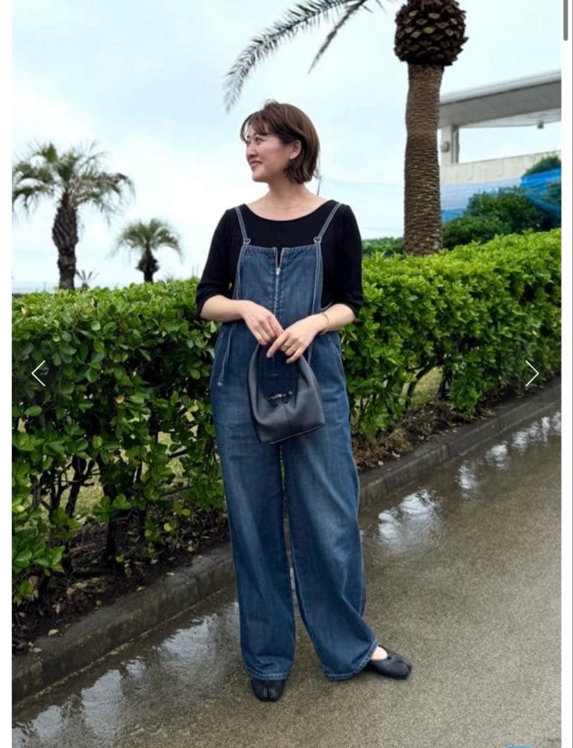 リヴドロワ　デニムサロペット ウエストベルト付き　36サイズ