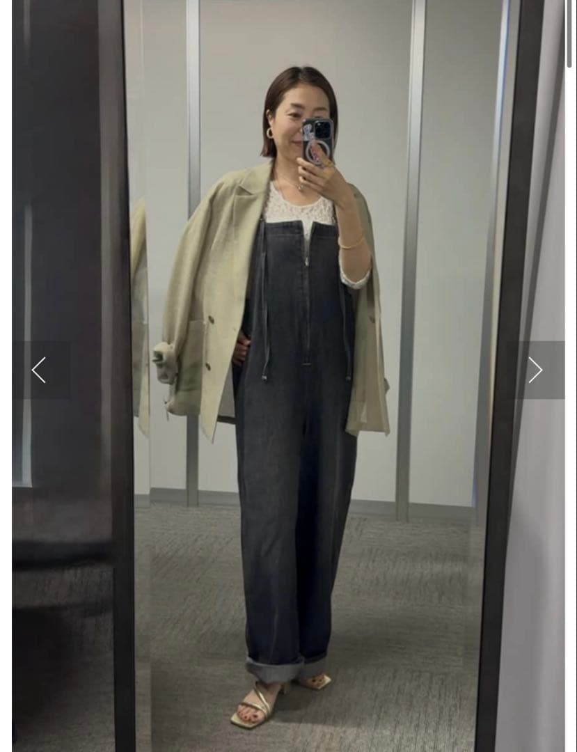 リヴドロワ　デニムサロペット ウエストベルト付き　36サイズ